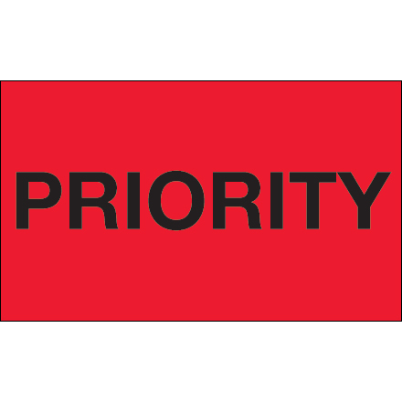 3 x 5" - "Priority" (Fluorescent Red) Labels