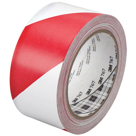 2" x 36 yds. Red/White 3M Safety Stripe Vinyl Tape 767